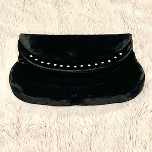 Vintage Black Velvet Rhinestone Art Deco Purse